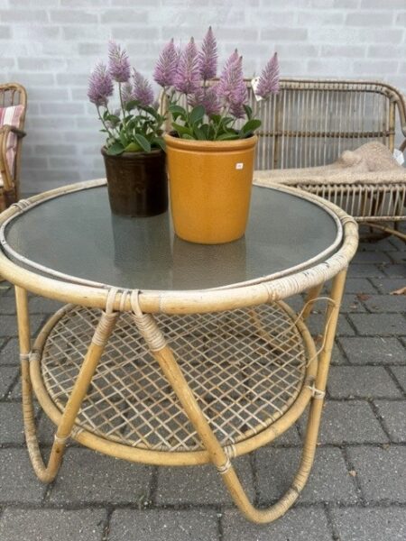 Vintage Bambusbord med glas